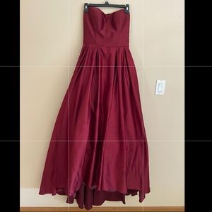Burgundy Silk-like Prom Dress